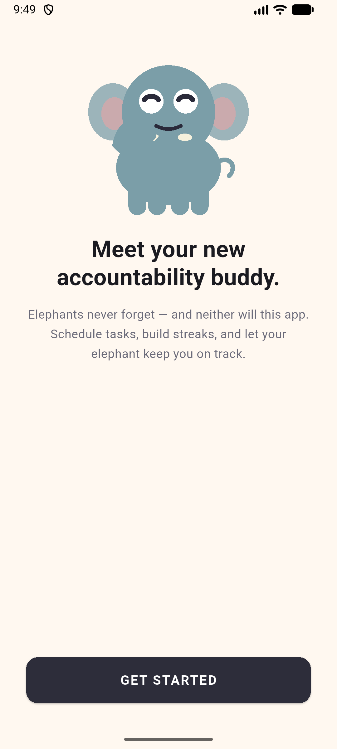 Welcome screen